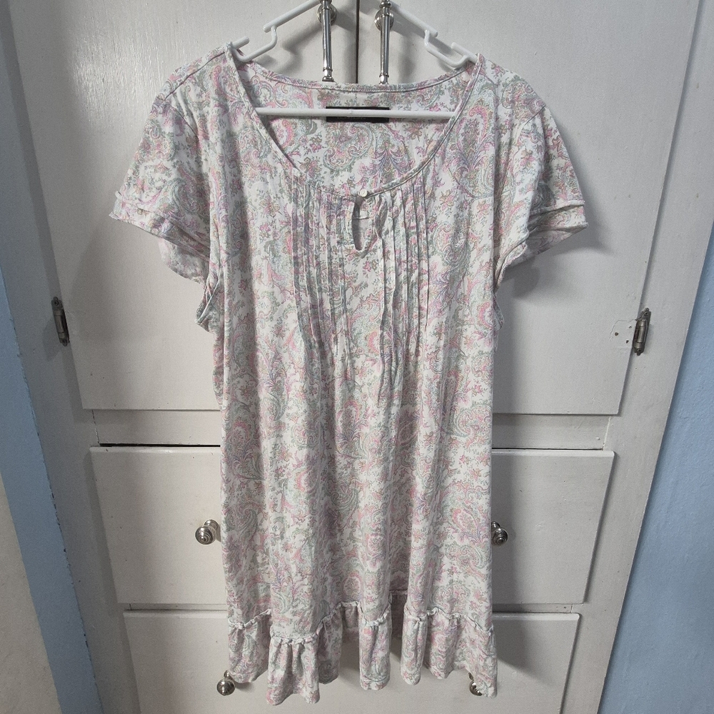 LAUREN RALPH LAUREN Women XL Floral Paisley Ruffle Hem Night Gown
